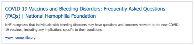 Guidance on bleeding disorders and COVID-19
