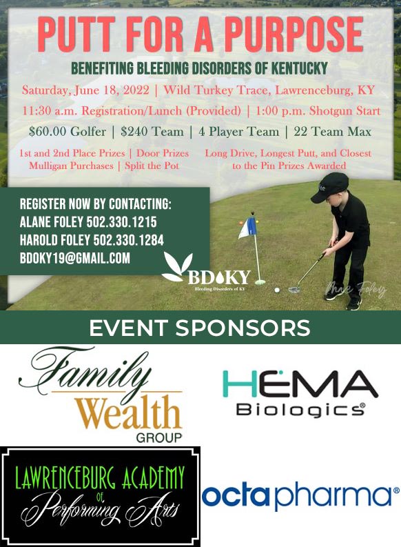 Bleeding Disorders of KY presents Putt for a Purpose Golf Scramble 2022