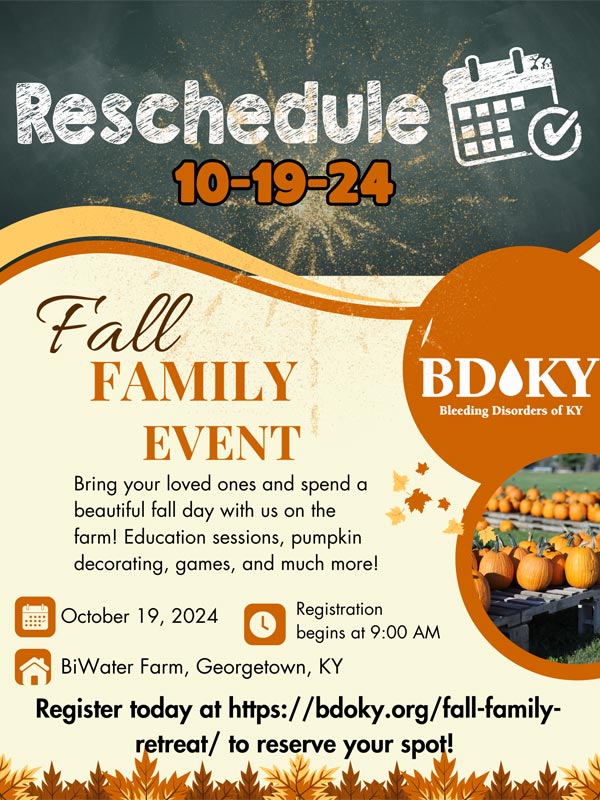 2024 BDKY Fall Family Event Flyer - Rescheduled